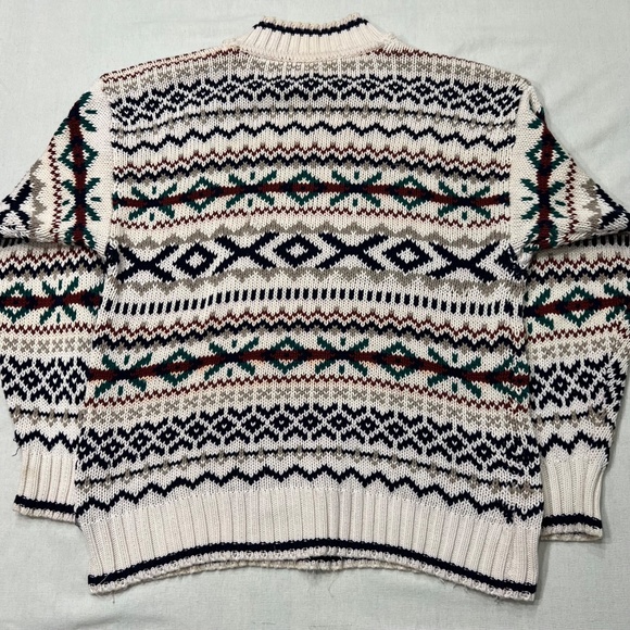 Vintage Nordic Chunky Knit Sweater Fair Isle Ski Chalet Lopapeysa Mens Med - Picture 4 of 8